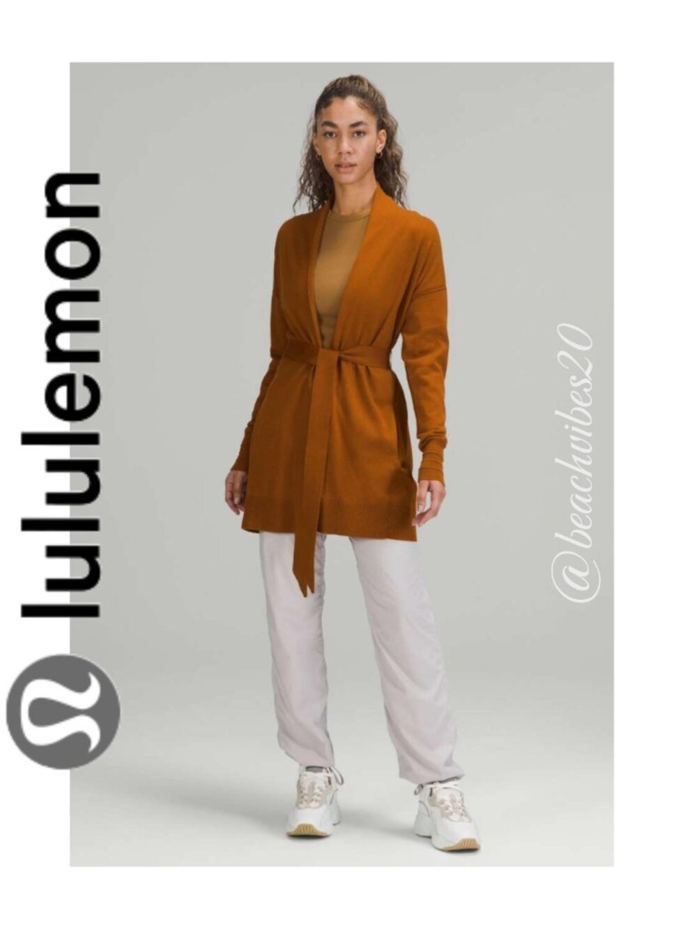 LULULEMON ATHLETICA Cotton-Cashmere Knit Wrap Butternut Brown 6 NWT LL-13